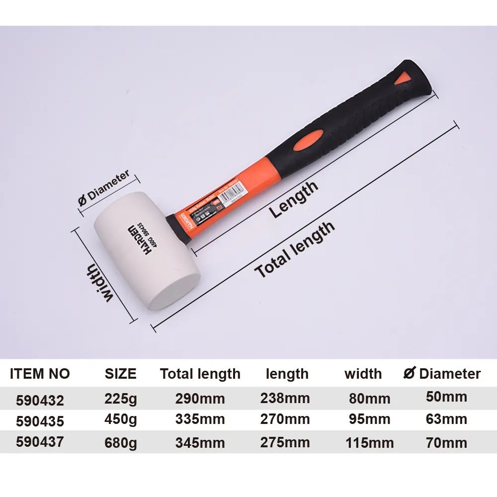 Harden mallet 450g with fiberglass handle and white head